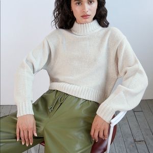 Aritzia Wilfred Harper Sweater in Grey Cableknit
